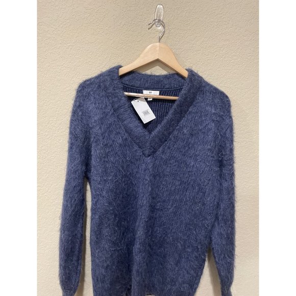 BP. Deep V-Neck Fuzzy Tunic Sweater in Blue Size Small New with Tags - Picture 3 of 4